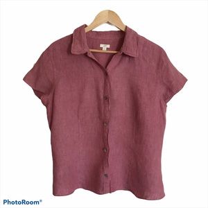 J. Jill 100% Linen Short Sleeve Button Down Size L